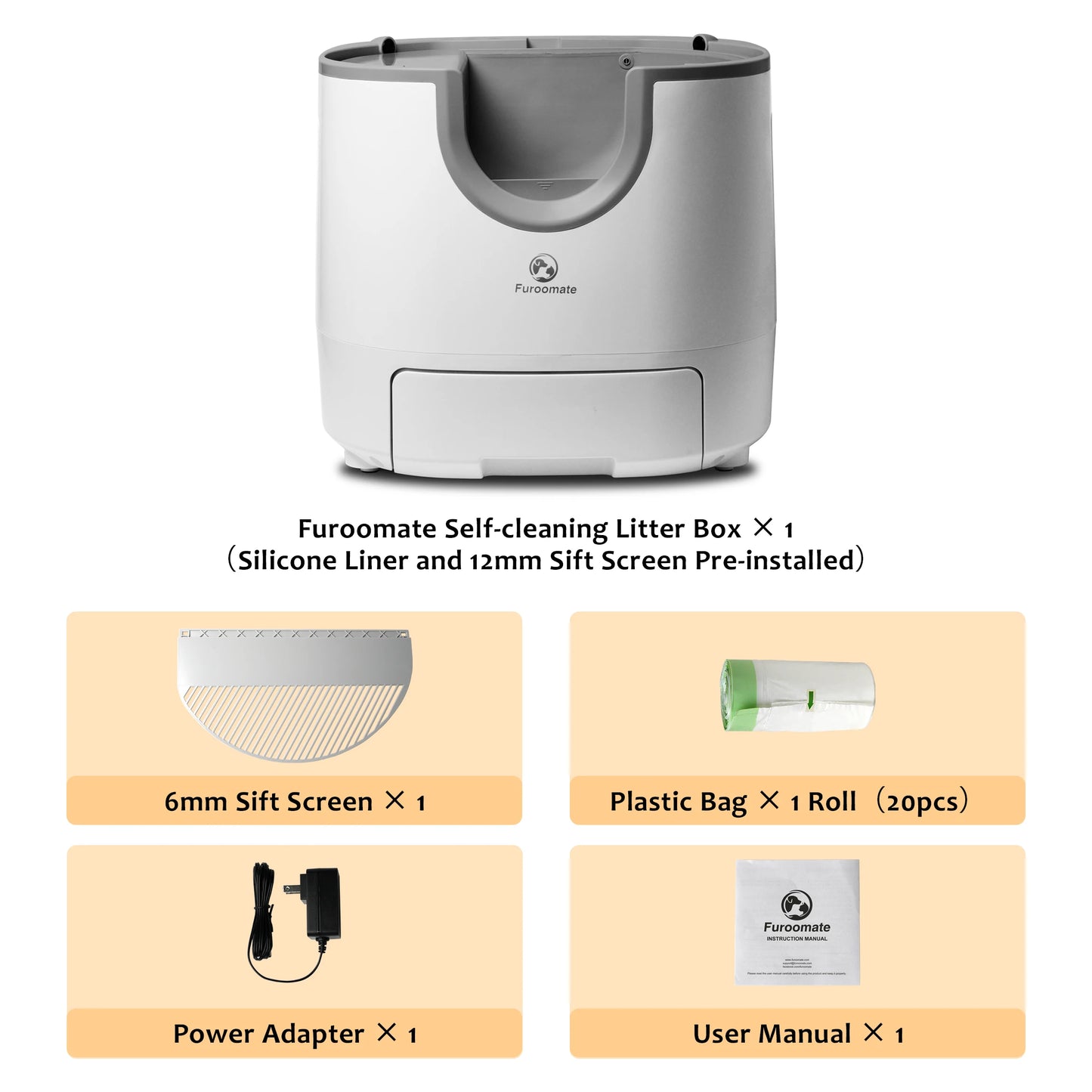 Furoomate Self-Cleaning Litter Box Open-Top Multi-Cat Design With High-Sensitivity Sensors