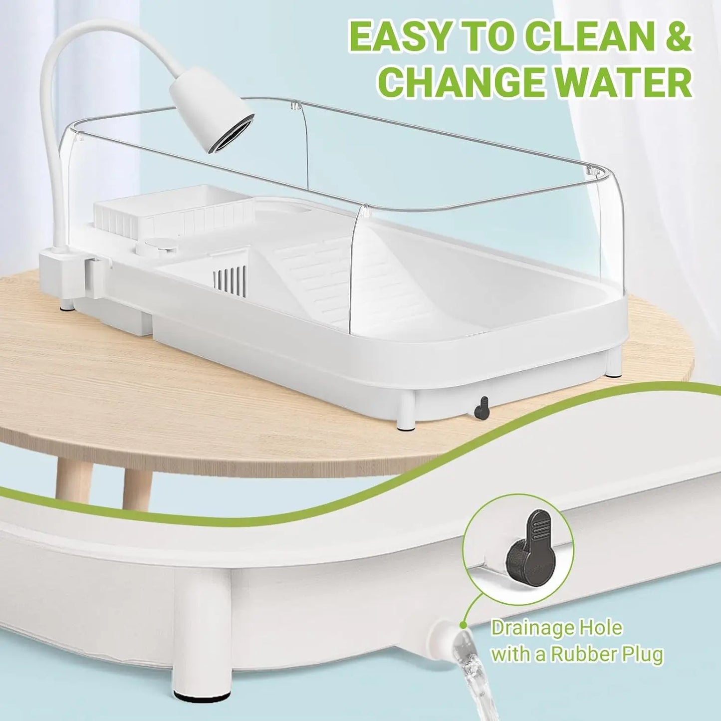 AcrylicTurtleTankStarterKit With Lamp Filter Aquarium Enclosure System Setup Essentials