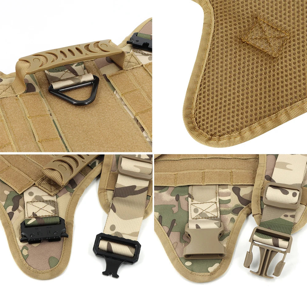 PETRAVELCN Tactical Military Dog Harness Vest Set for Training