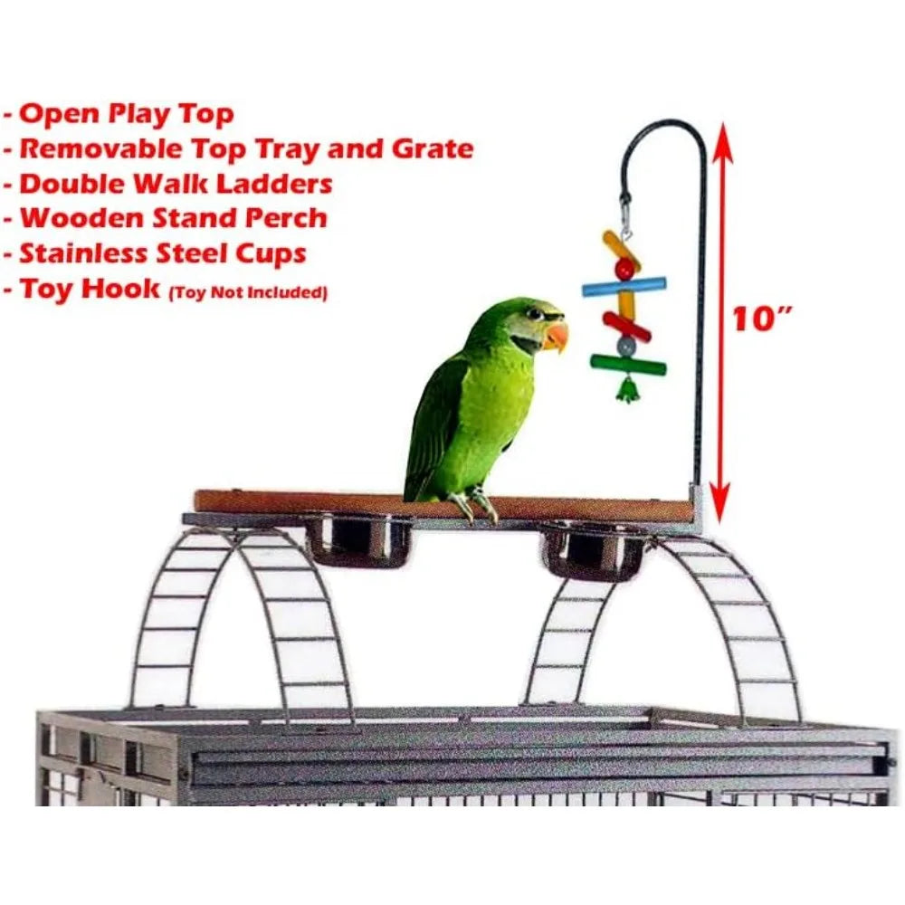 IndustrialGrade Wrought Iron Bird EnclosureSystem For Parrots Finches Cockatoos Rolling