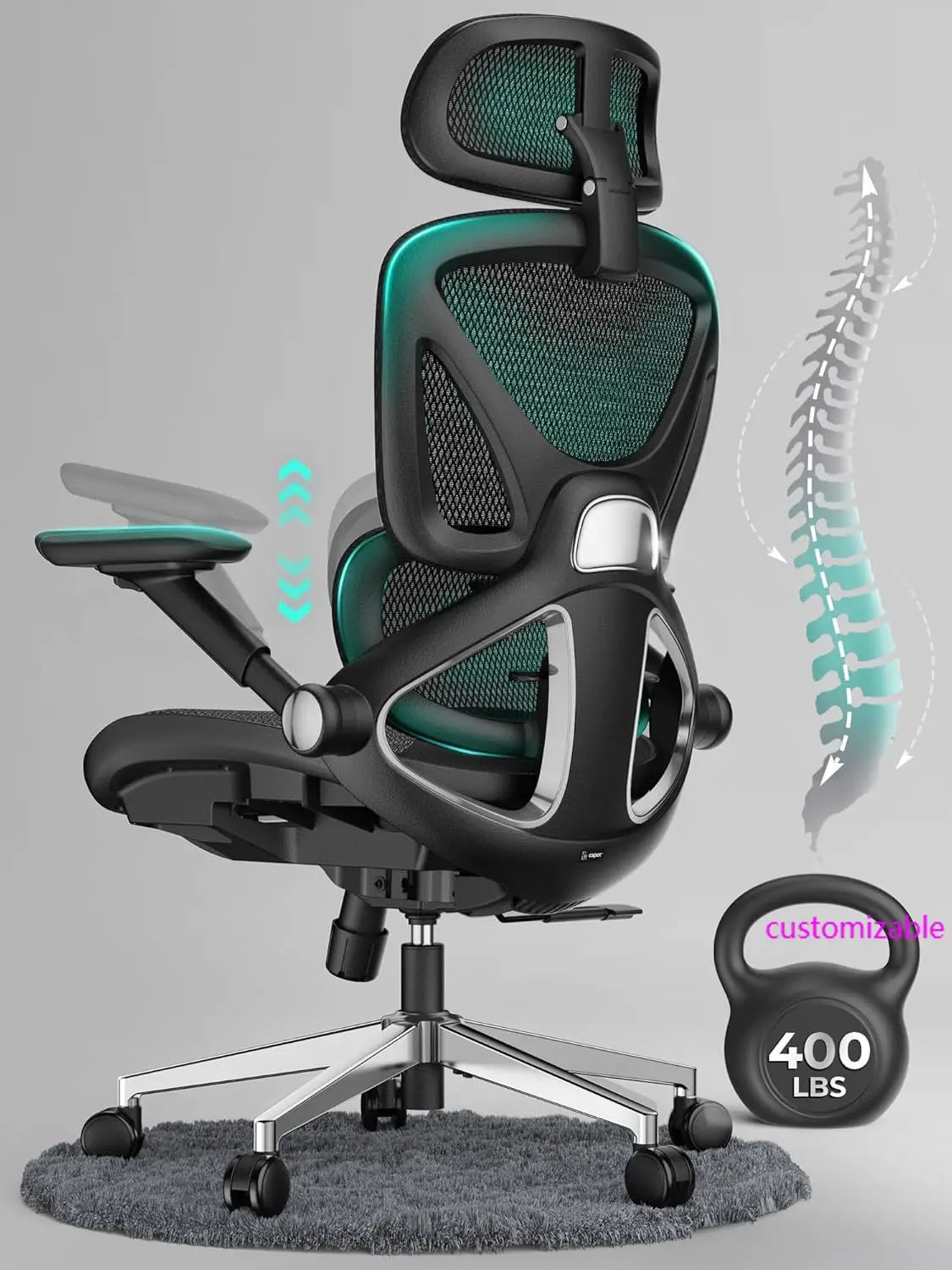 XMSJ Ergonomic Mesh Office Chair With 4D Arms And Lumbar