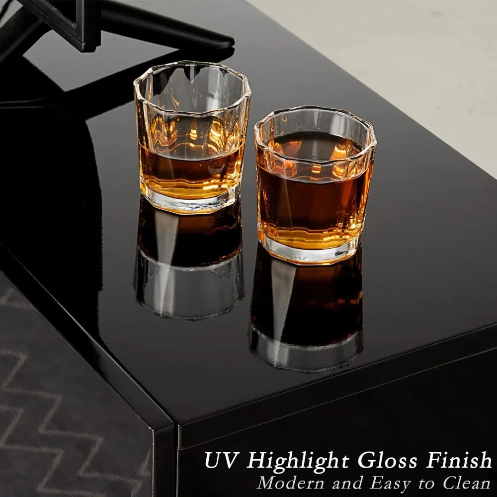 Floating TV Stand with 36" Electric Fireplace, High Gloss Finish Wall Mounted Fireplace Entertainment Center with Storage for T