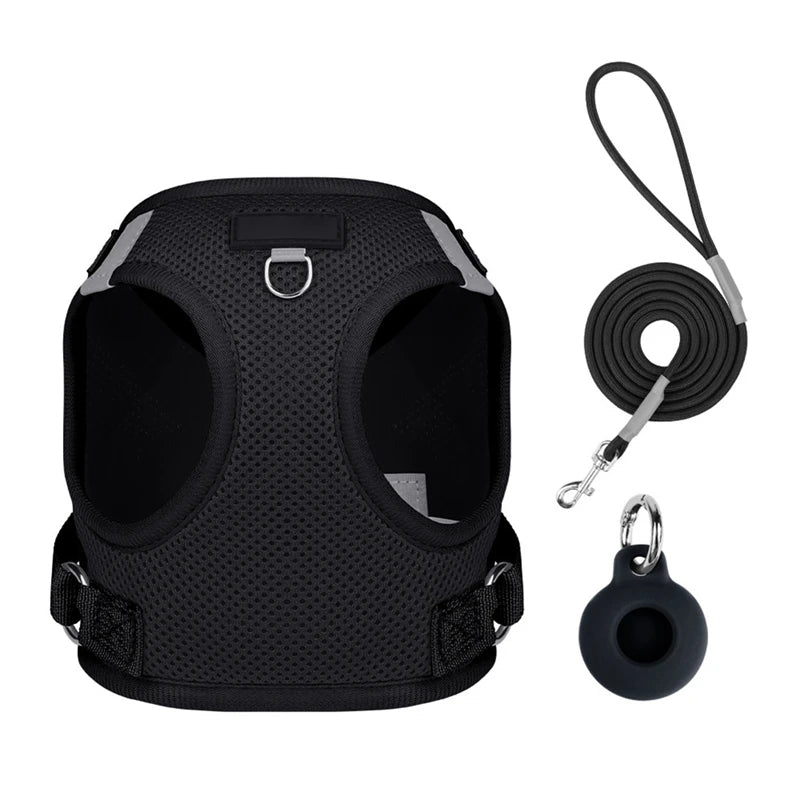 Pet Harness With Airtag Tracker And Leash Sets Puppy Cat Chest Strap For Small Medium Dogs Cat Harnesses Vest Outdoor Leads Rope