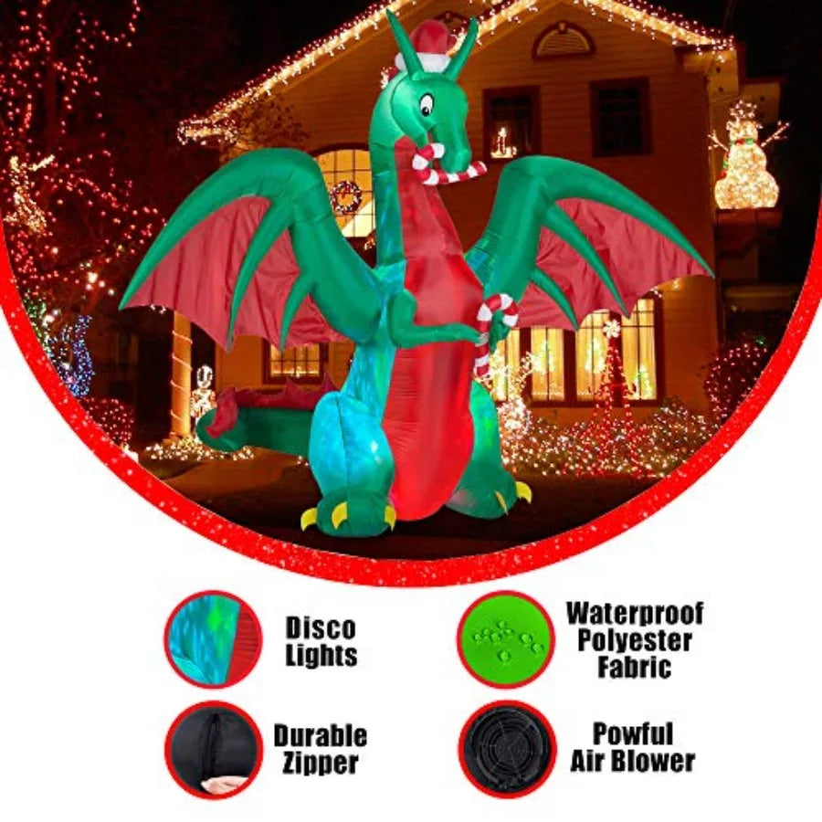 Hign-concerned Inflatable Christmas Dragon Candy LED Lighted Decor Indoor Outdoor
