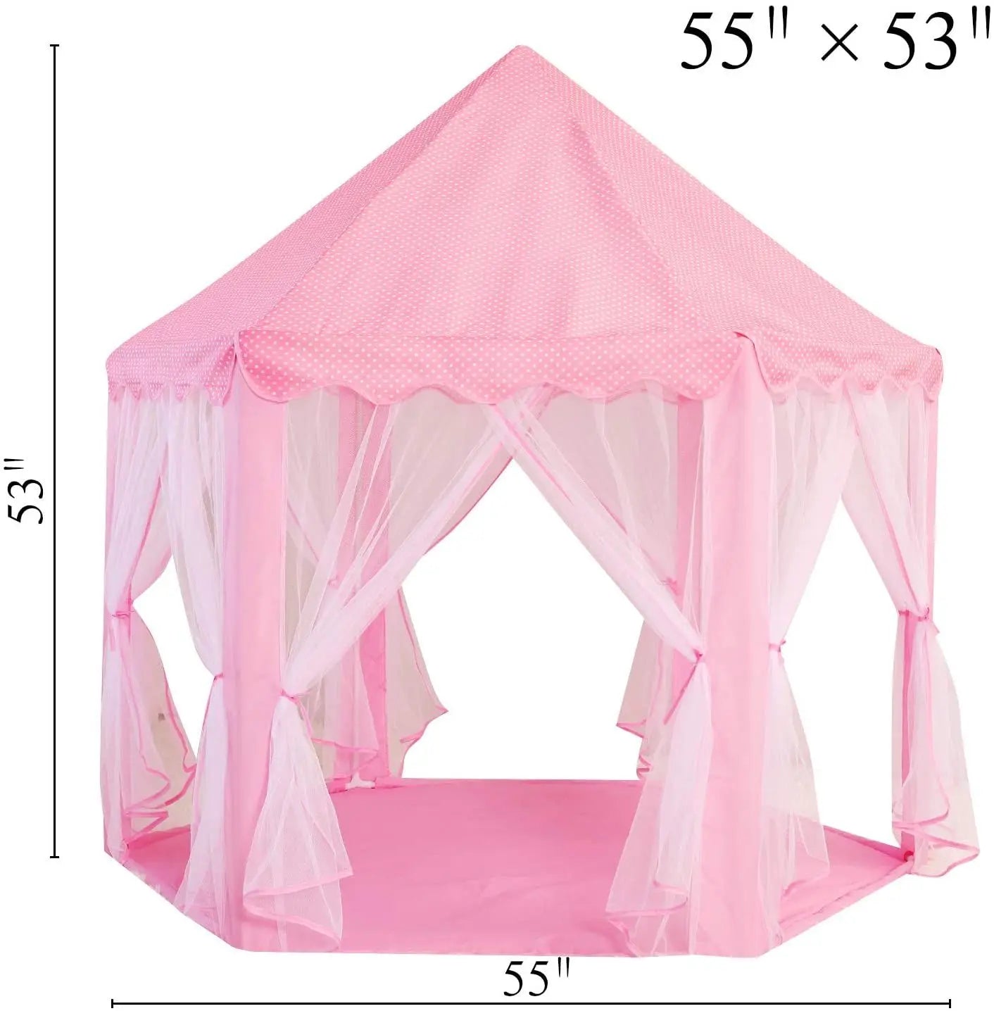 Portable Folding Princess Castle Tent with Warm LED Star Lights for Kids