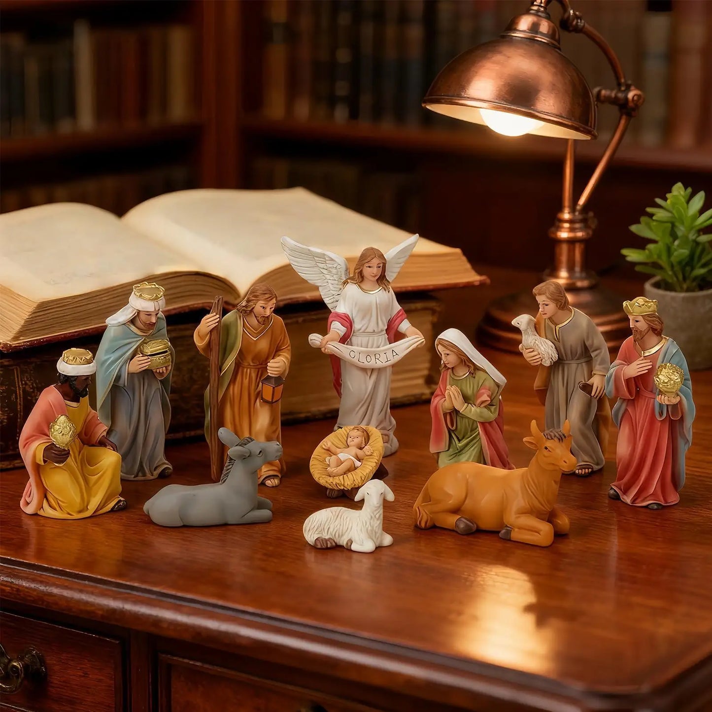 High-concerned Christmas Nativity Resin Manger Figurines Decor