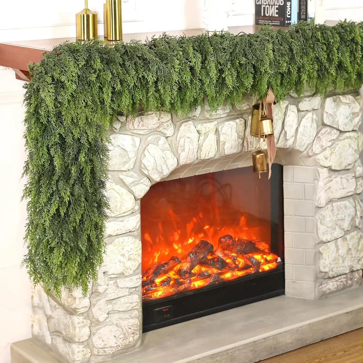 XMSJ Real Touch Cedar Garland Indoor Christmas Greenery