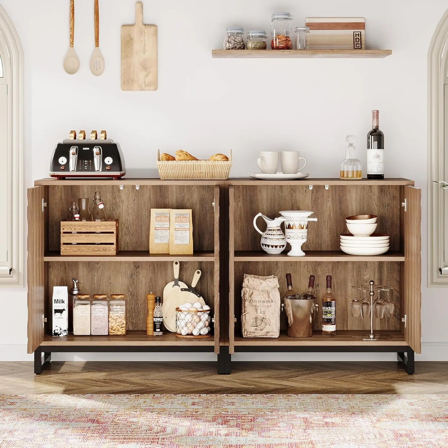 Little Tree Farmhouse Sideboard Buffet Cabinet for Dining Room