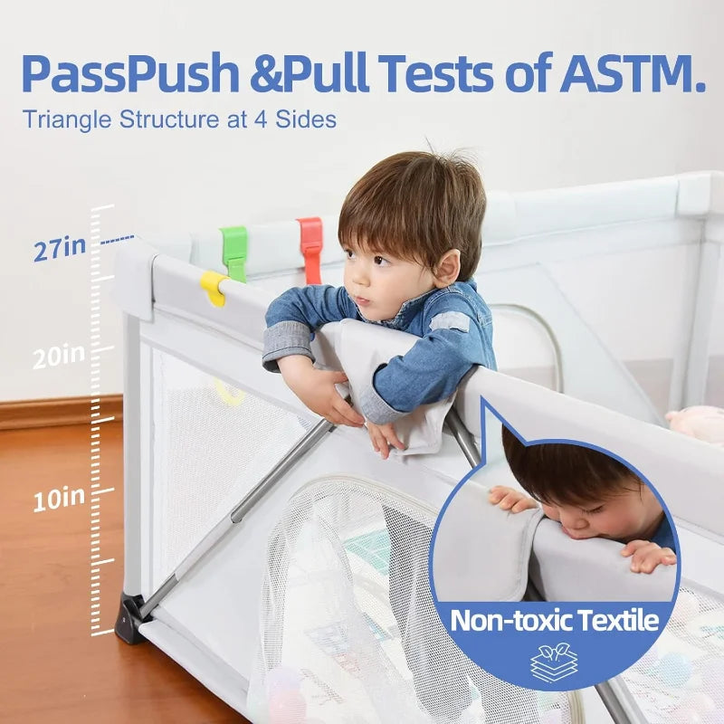 Large Play Yard,Playpen for Babies and Toddlers, Play Pens for Babies and Toddlers with Gate, Indoor & Outdoor Portable Play Pen