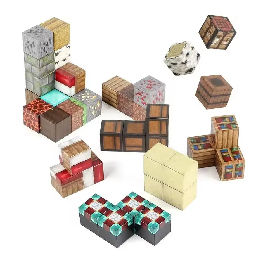 80-160Pcs Building Blocks Magnet Toy Mine DIY Game Scene Assembled Magnetic Block Building Blocks Children Puzzle Model Gift