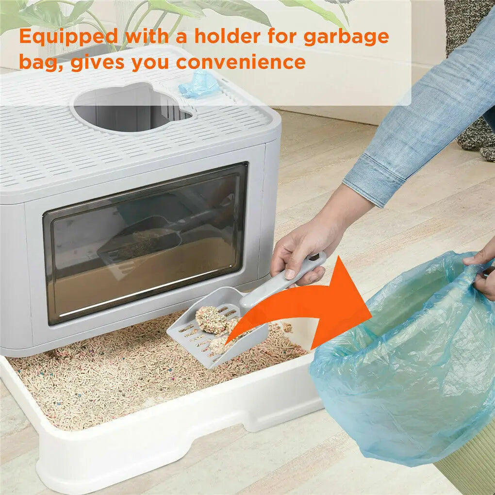 Foldable Cat Litter Box with Massager Litter Scoop