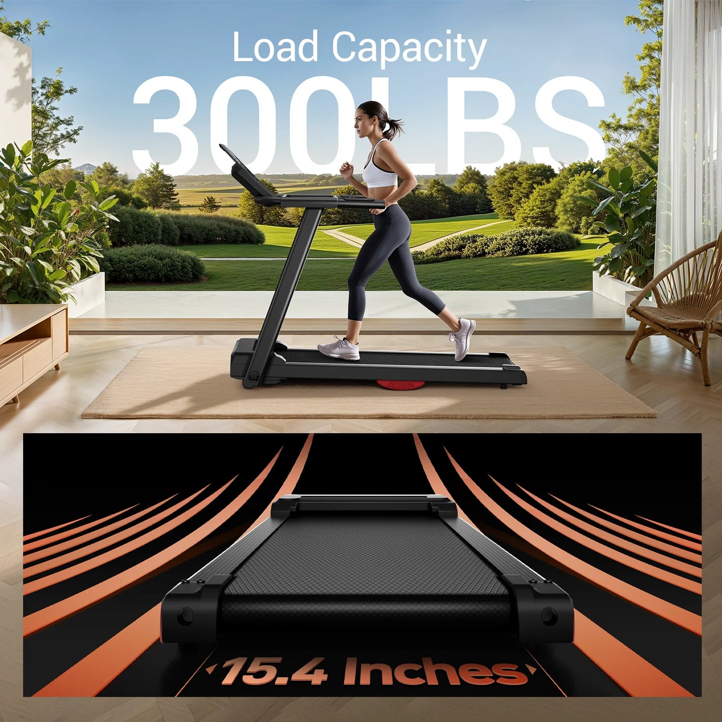Brushless Foldable Home Treadmill with HR Monitor