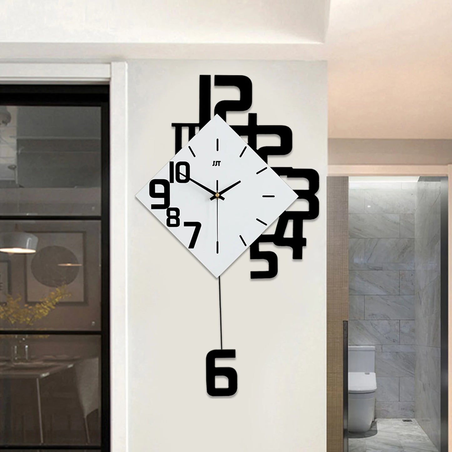 Swing Wall Clock Modern Design Silent Quartz Watches Creative Home Living Room Decoration  34*63cm