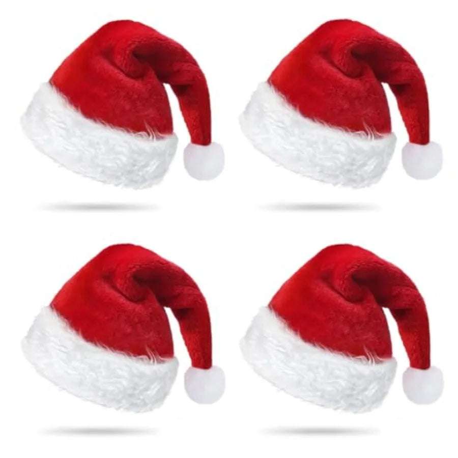 Fluffy Plush Santa Hats For Christmas Party Decor Women Men