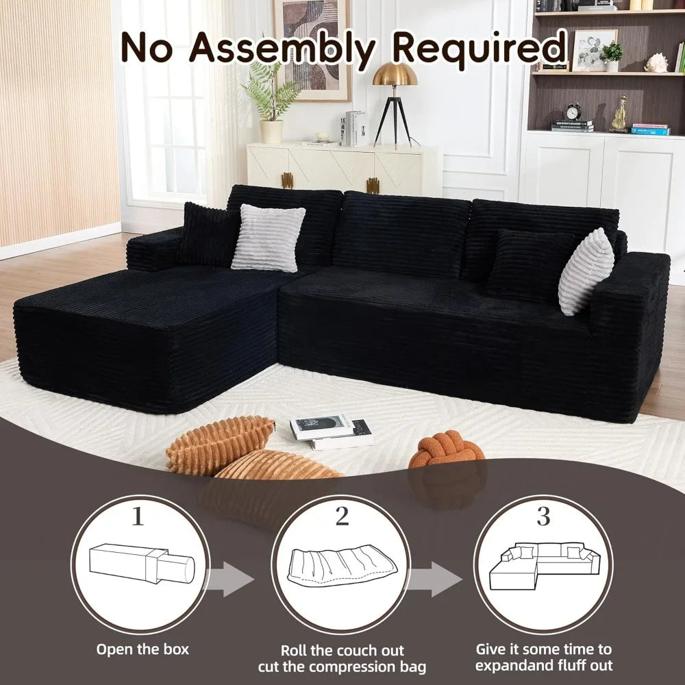 ANGDUO Boneless Couches Living Room Modular Sectional
