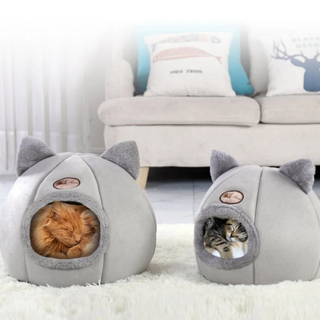 Guangdong Cat Ear Plush Pet Bed For Cats Keep Warm In Winter And Machine Washable