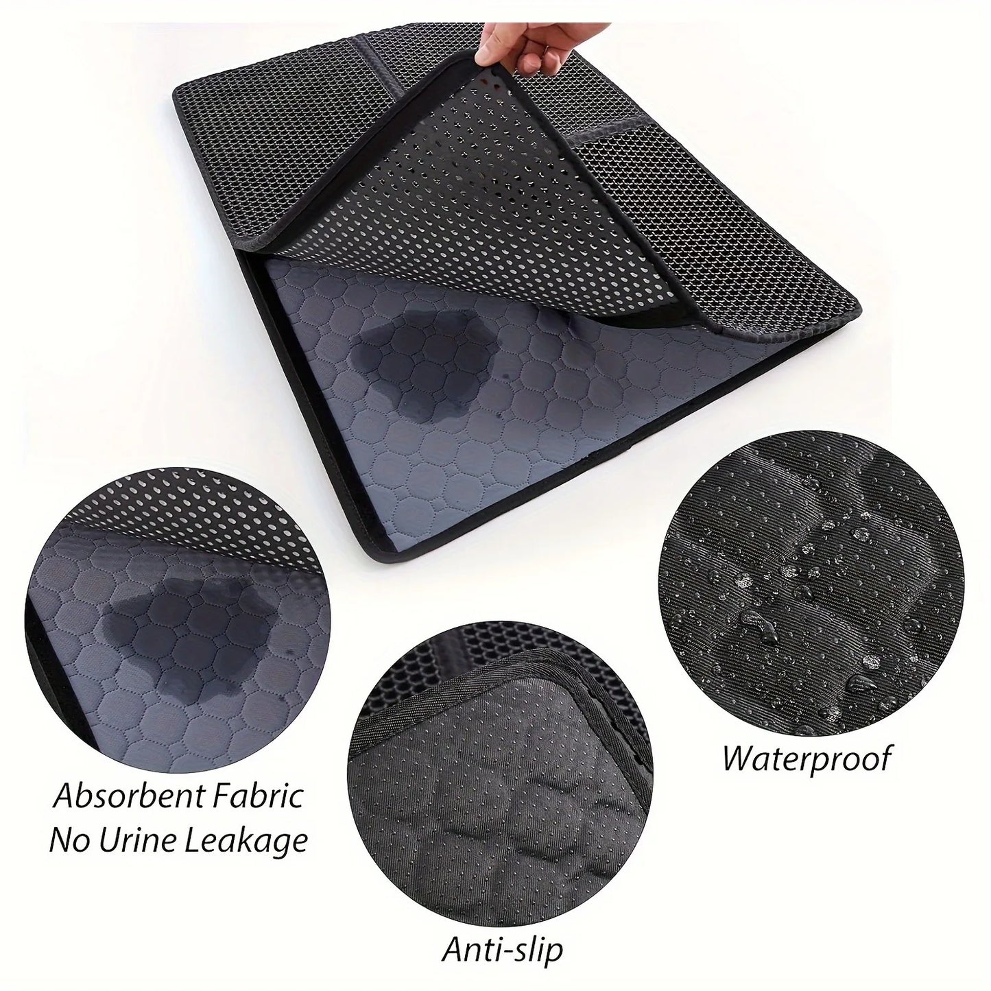 Hign-concerned Feline LitterBox Mat Double Layer Waterproof Urine Proof Trapping