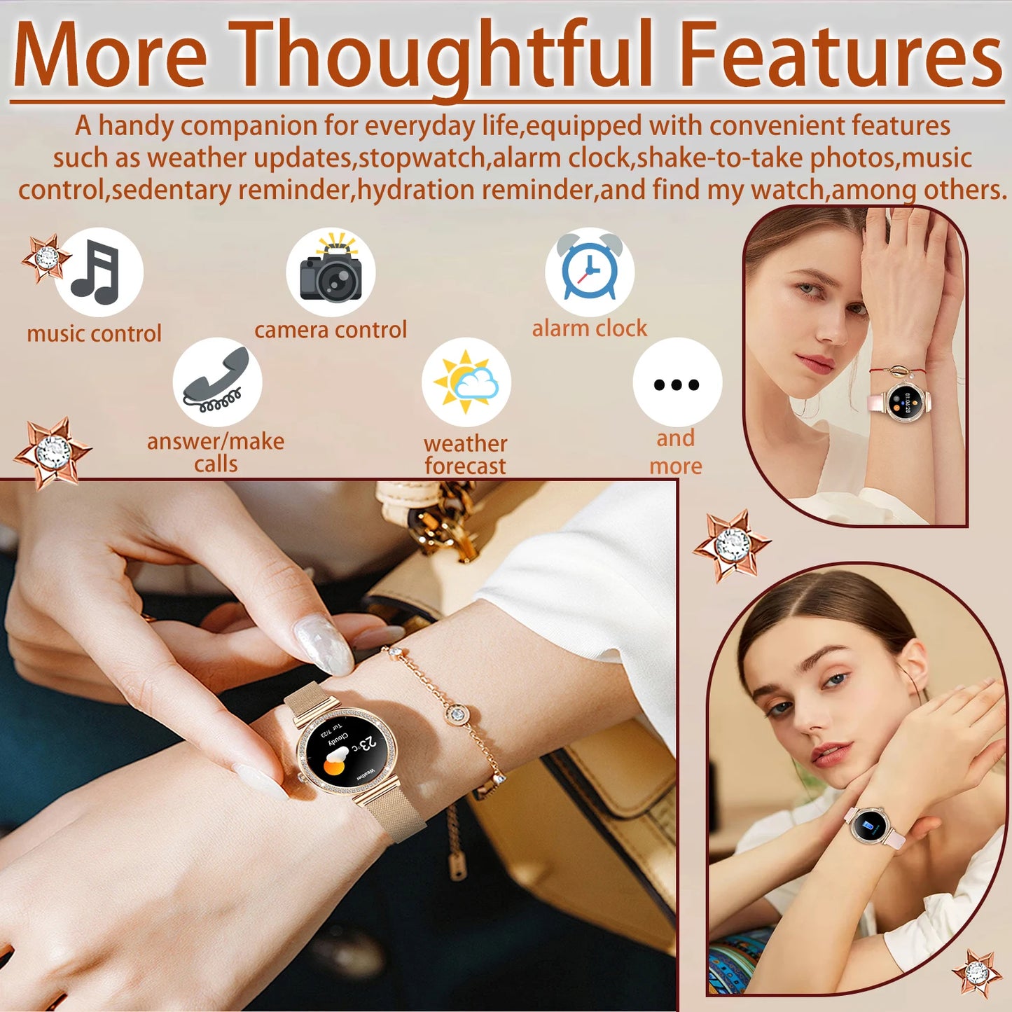 INNOFOVO Women Smartwatch With Bluetooth 5.0 Sport Modes