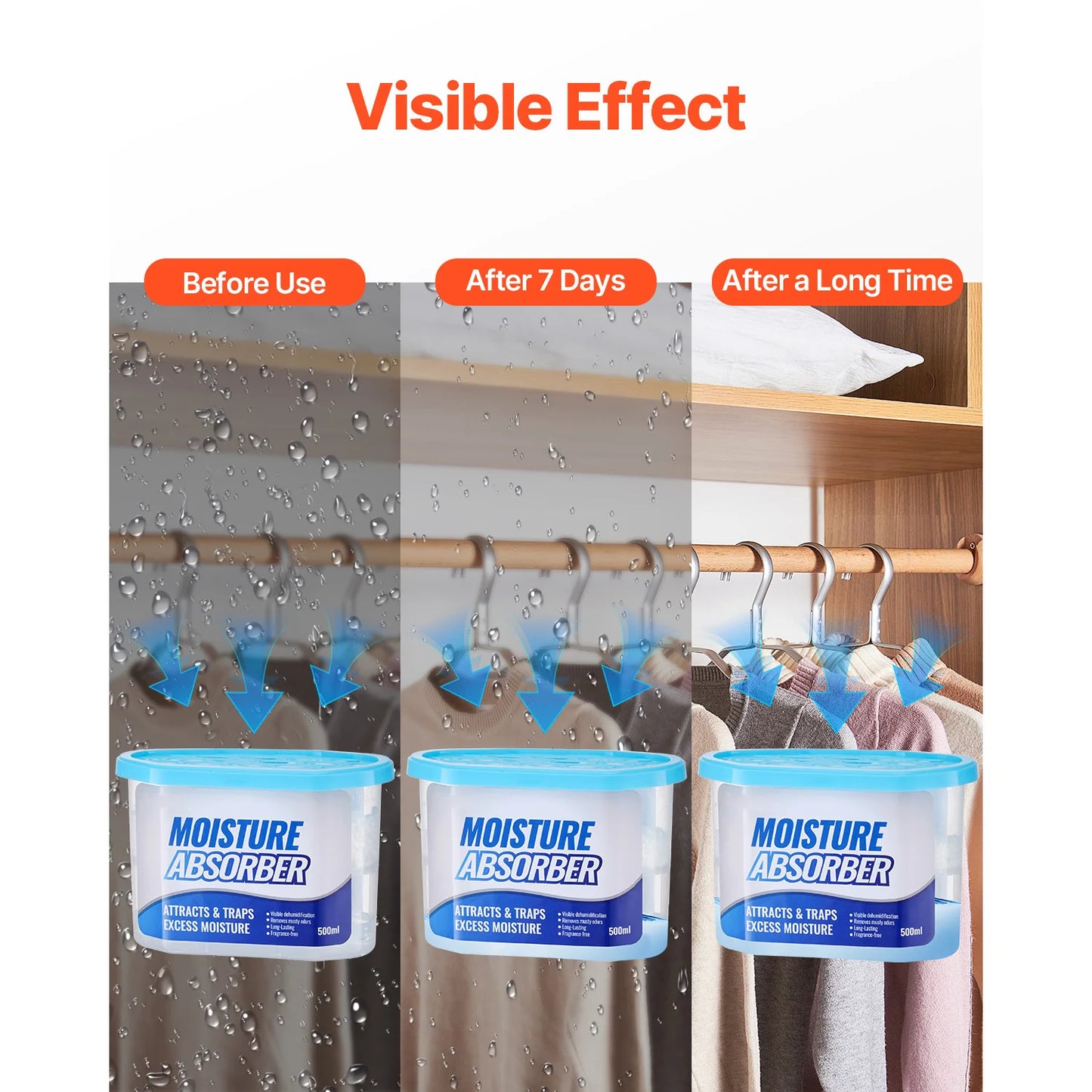 VEVOR Moisture Absorber Boxes 10.8 oz Humidity Absorber Boxes Fragrance Free Dehumidifier for Bathroom Closet Kitchen 6 Pack