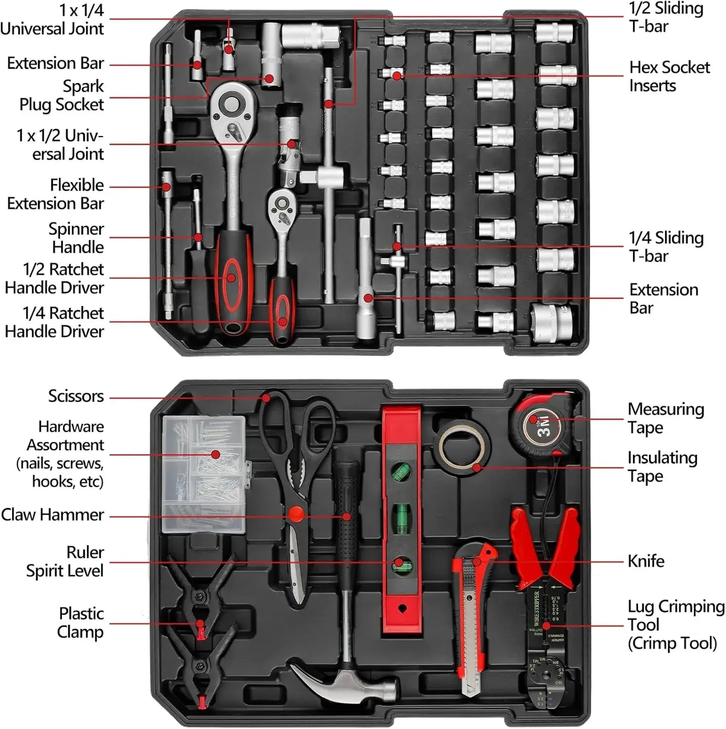 AUKYGGUS 799Pcs Mechanic Tool Set Trolley Case Hand Tools