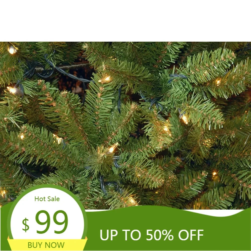 XMSJ Kingswood Fir Artificial Christmas Tree With Lights And Stand