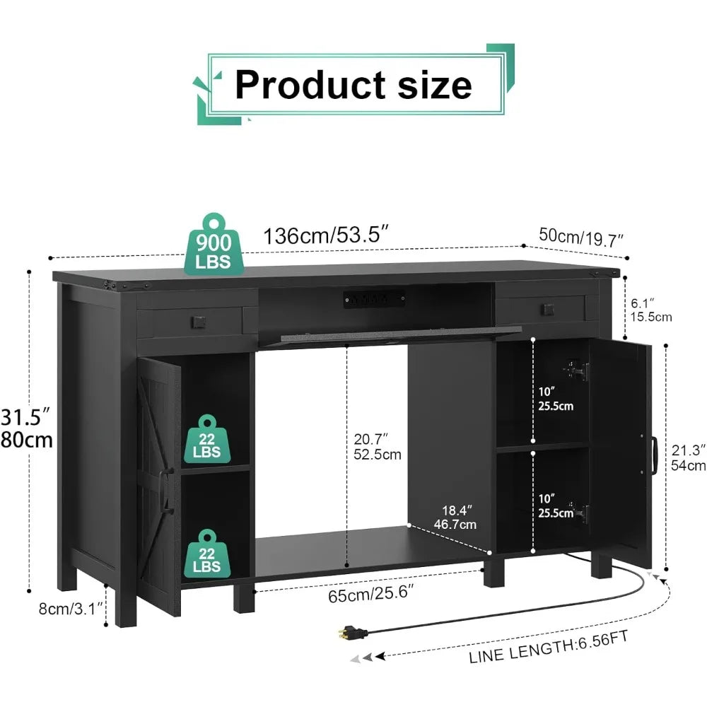 Farmhouse Style Aquarium Stand Durable EngineeredWood Drawer With Charging Station