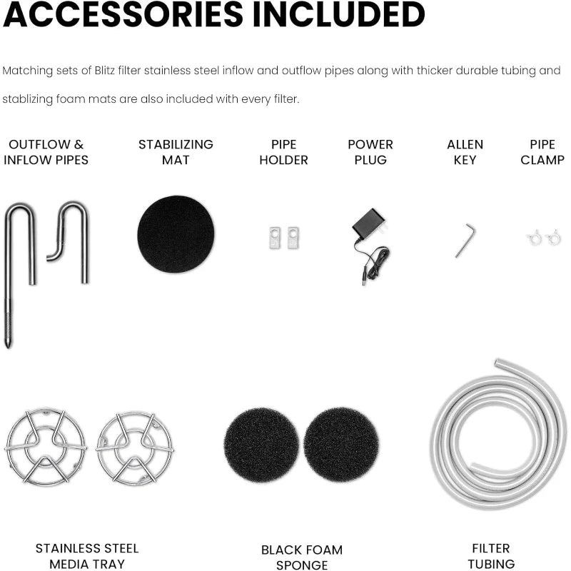 Systems Blitz Stainless Steel Aquarium Filter With Mechanical Biological Filtration
