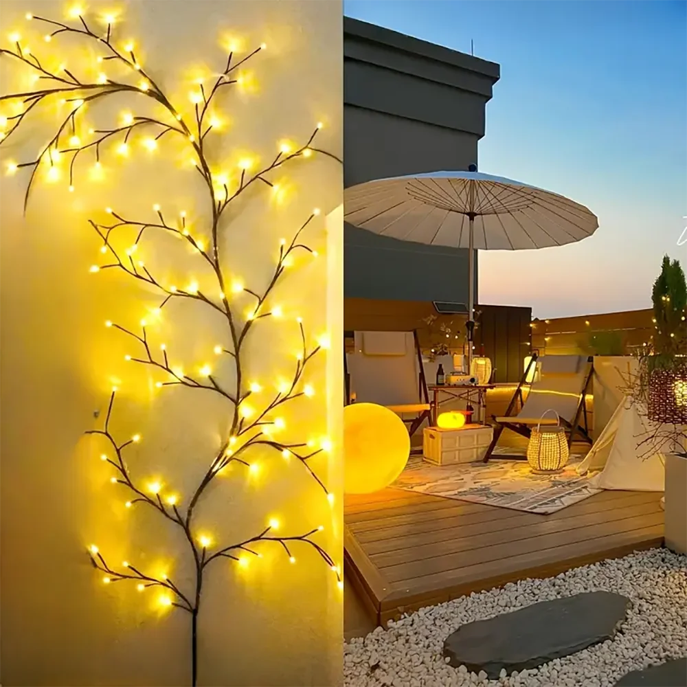 WELPUR Outdoor Solar String Lights Tree And Vine Garland