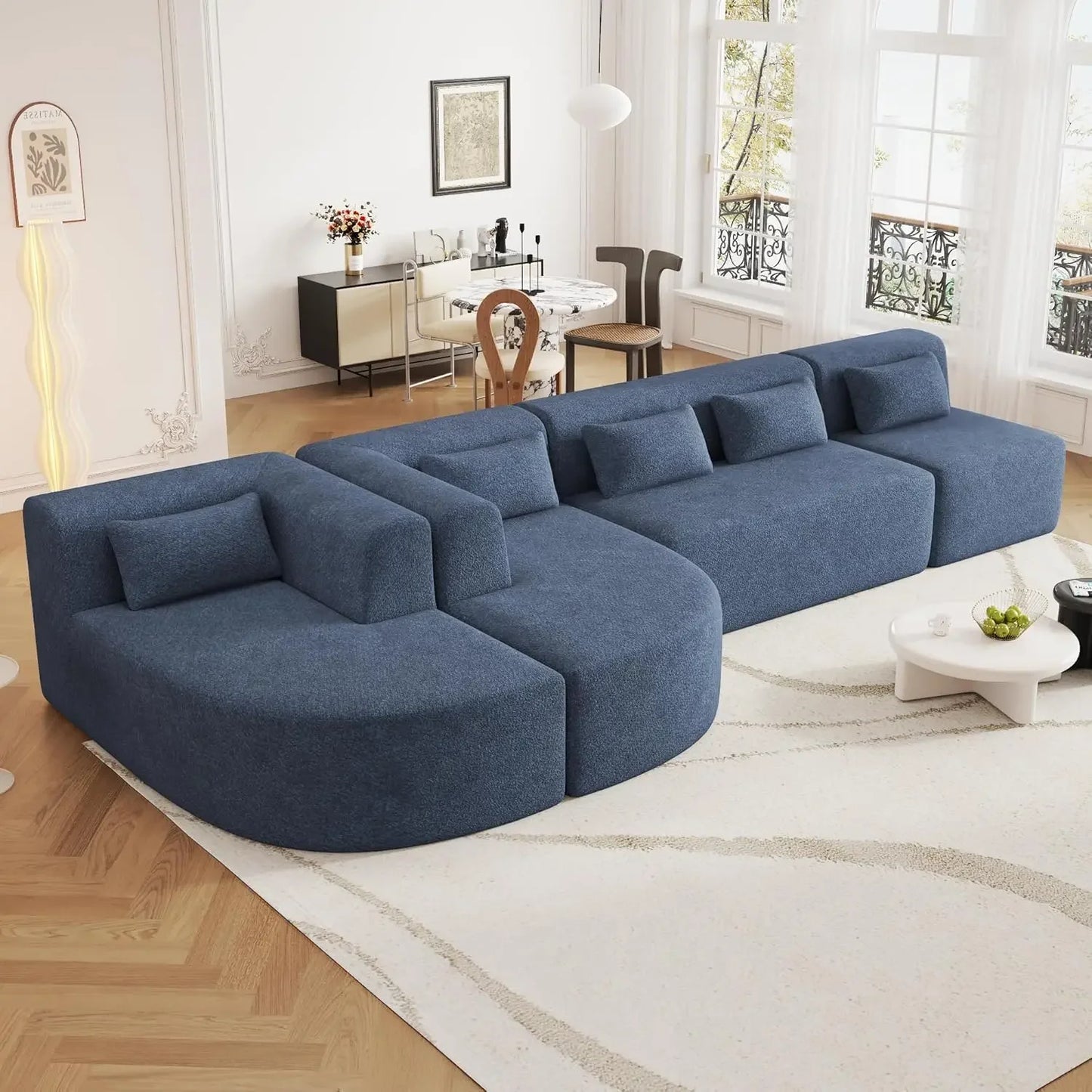 XMSJ Modular Sectional Sofa Boucle Fabric Modern Chaise