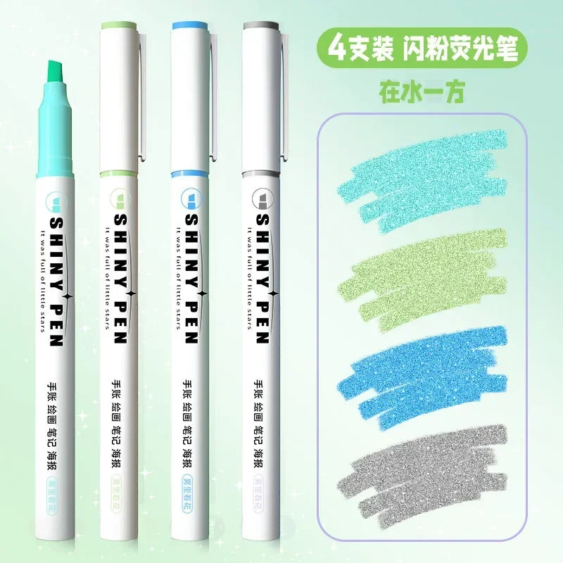 Brush Tip Star Glitter Highlighters Set for Journals