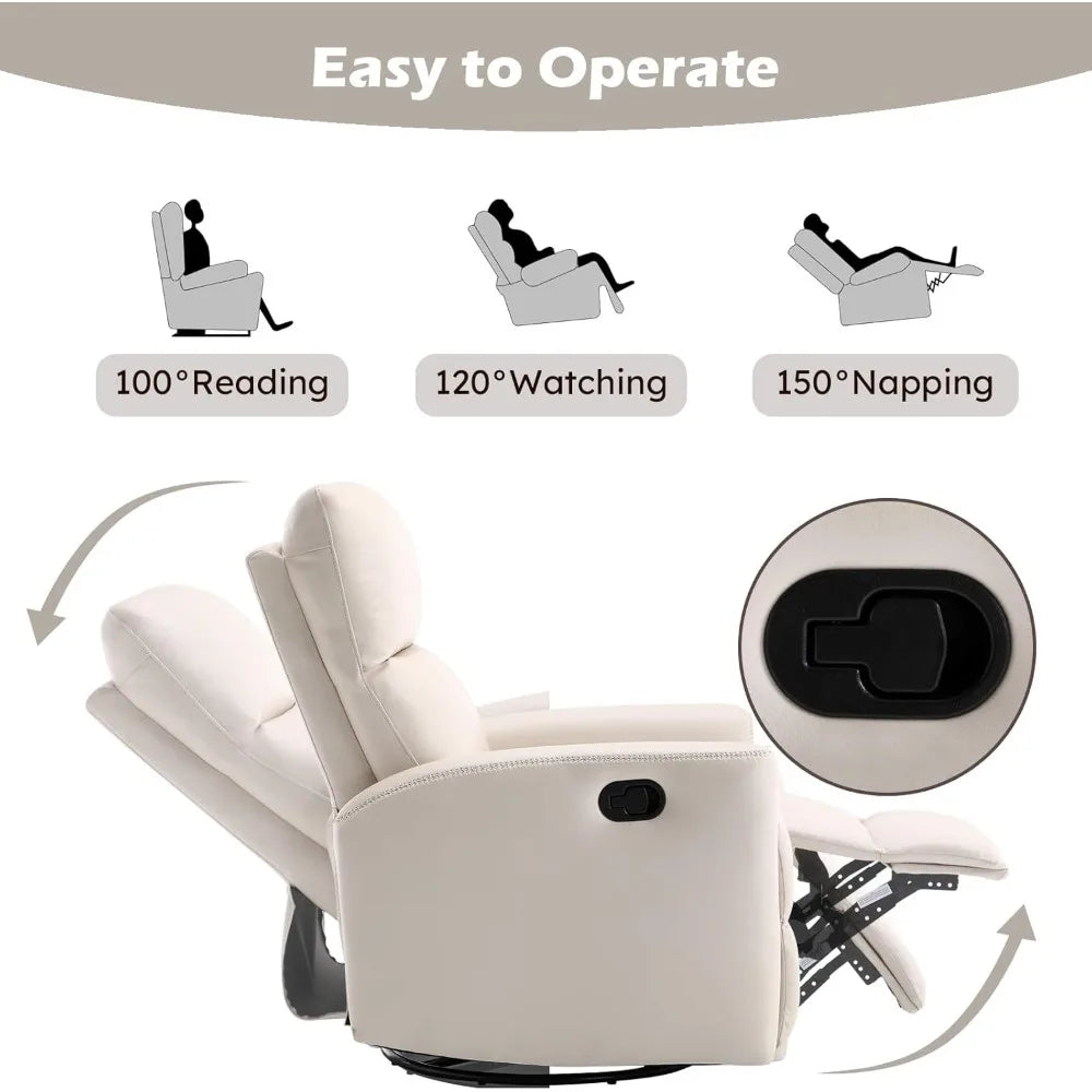 Rocking Swivel Faux Leather Recliner Chair Glider Nursery