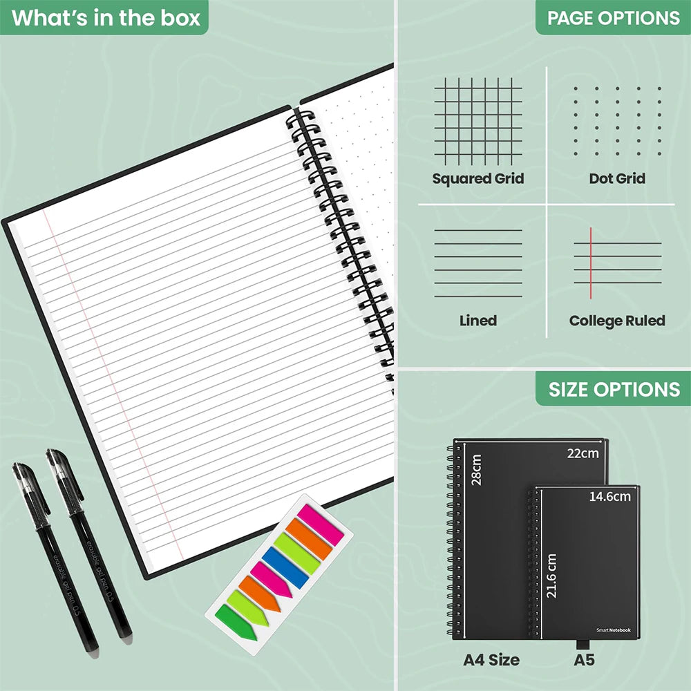 NeWYeS Reusable Smart Notebook Erasable Rewritable