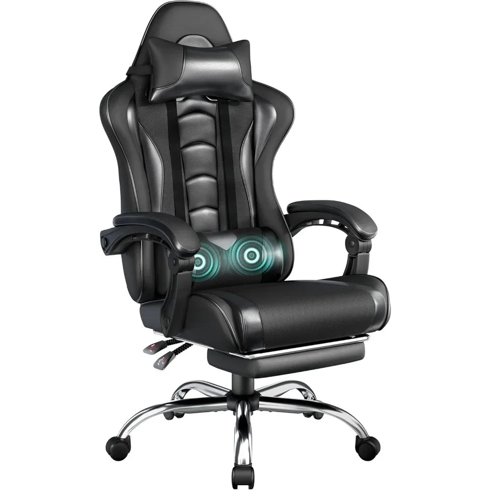 Ergonomics Gaming Chair With Massage Lumbar Support Footrest