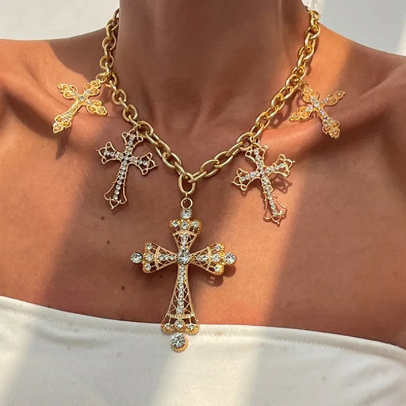 CN Guangdong Diamond Cross Necklace Fashion Style Jewelry