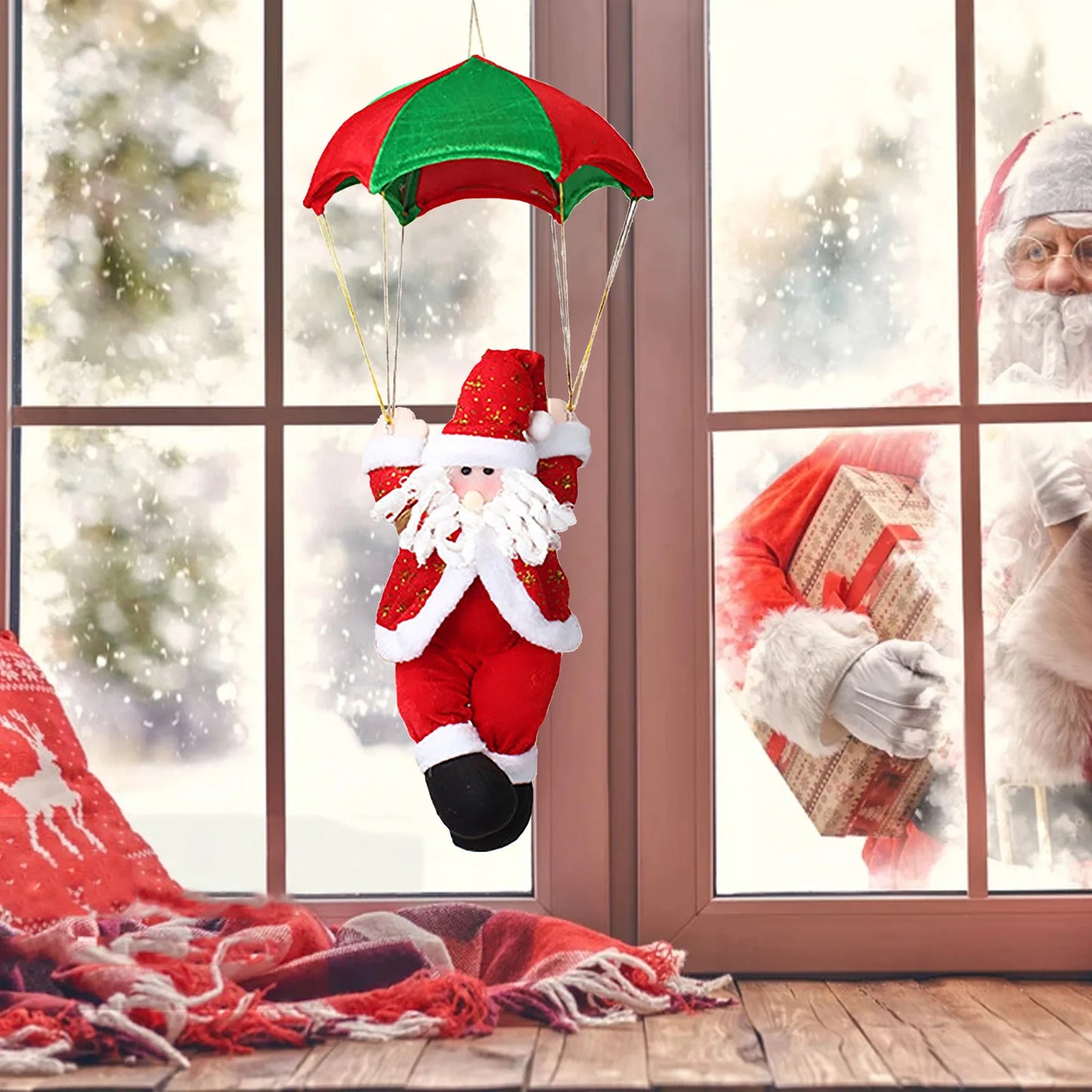 Ande Online Santa Parachute Doll Ornament Christmas Window Decor