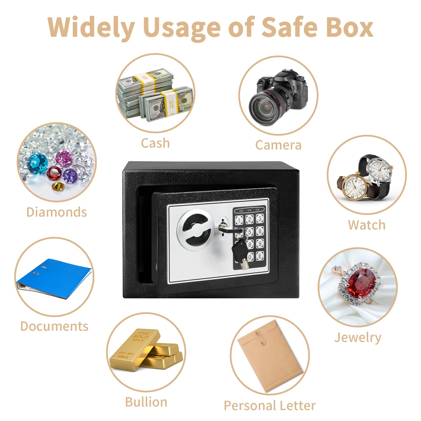 Deli 0.2 Cubic Feet Electronic Digital Safe Box, Steel Money Safe Box for Home with Fireproof Money Bag for Cash Safe Hidden