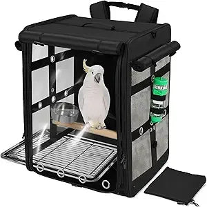 TIFICY Durable Bird Carrier Travel Cage For Cockatoos Parrots UnbreakableStainlessSteelMesh