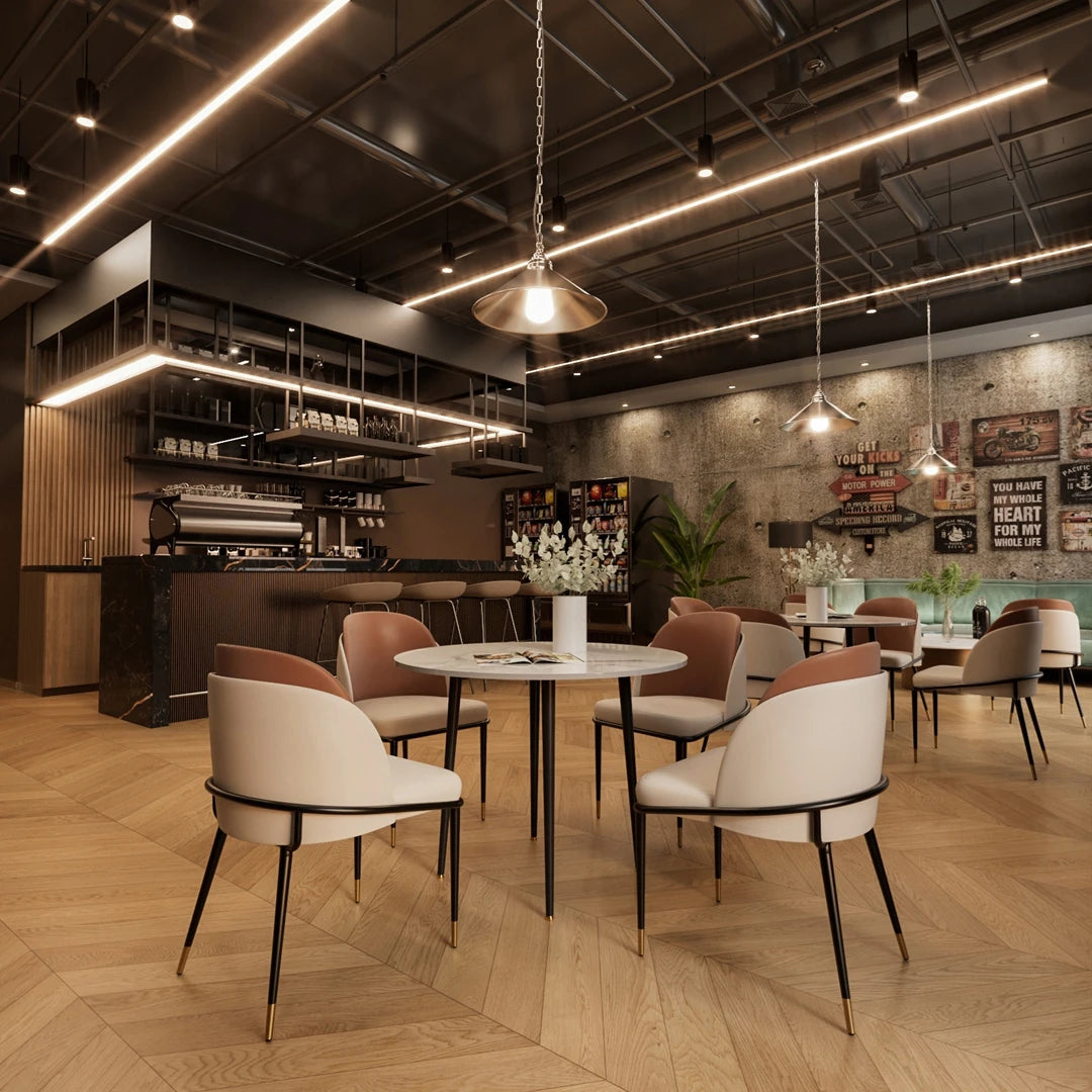 2-Piece Dining Chairs Black Metal Frame Two-Tone Microfiber Leather Upholstered Seat Modern Side Chairs for Dining/Living Room