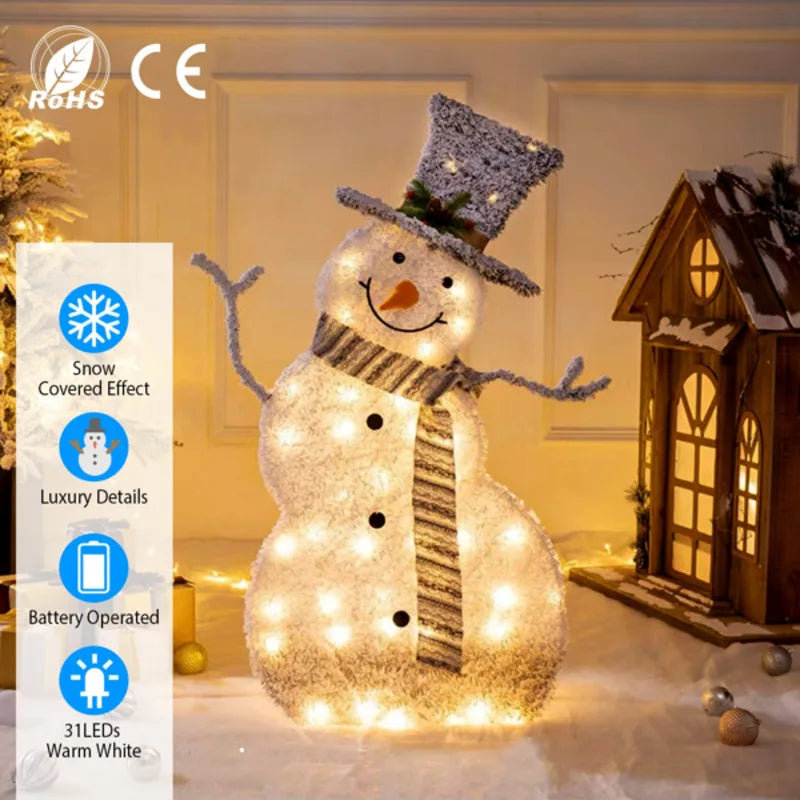 ANGDUO LED Lighted Christmas Snowman Decoration Collapsible Battery Operated