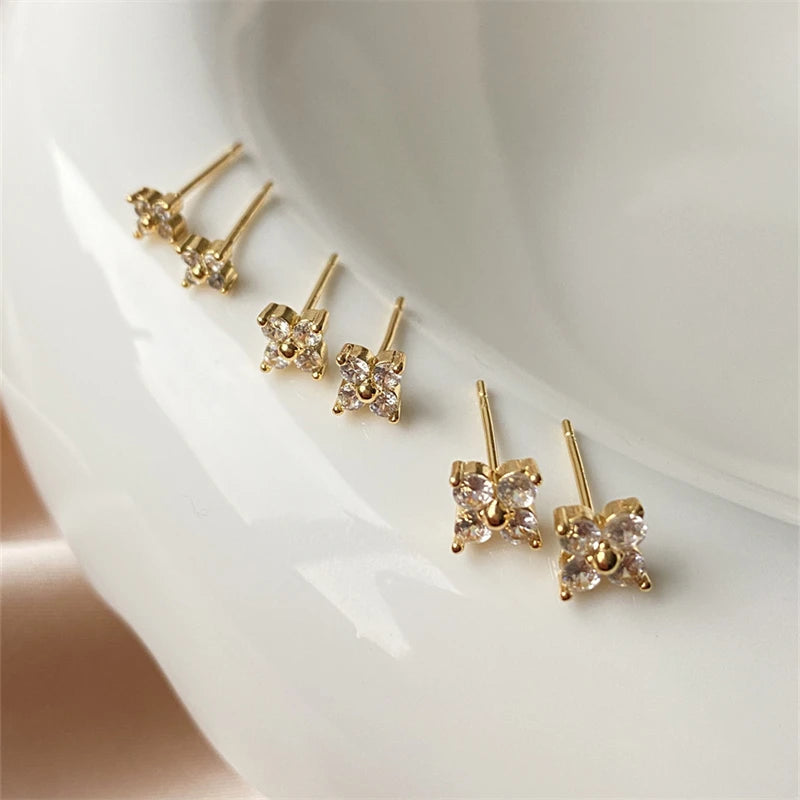 Yupsk Flower Butterfly Zircon Stud Earrings For Women
