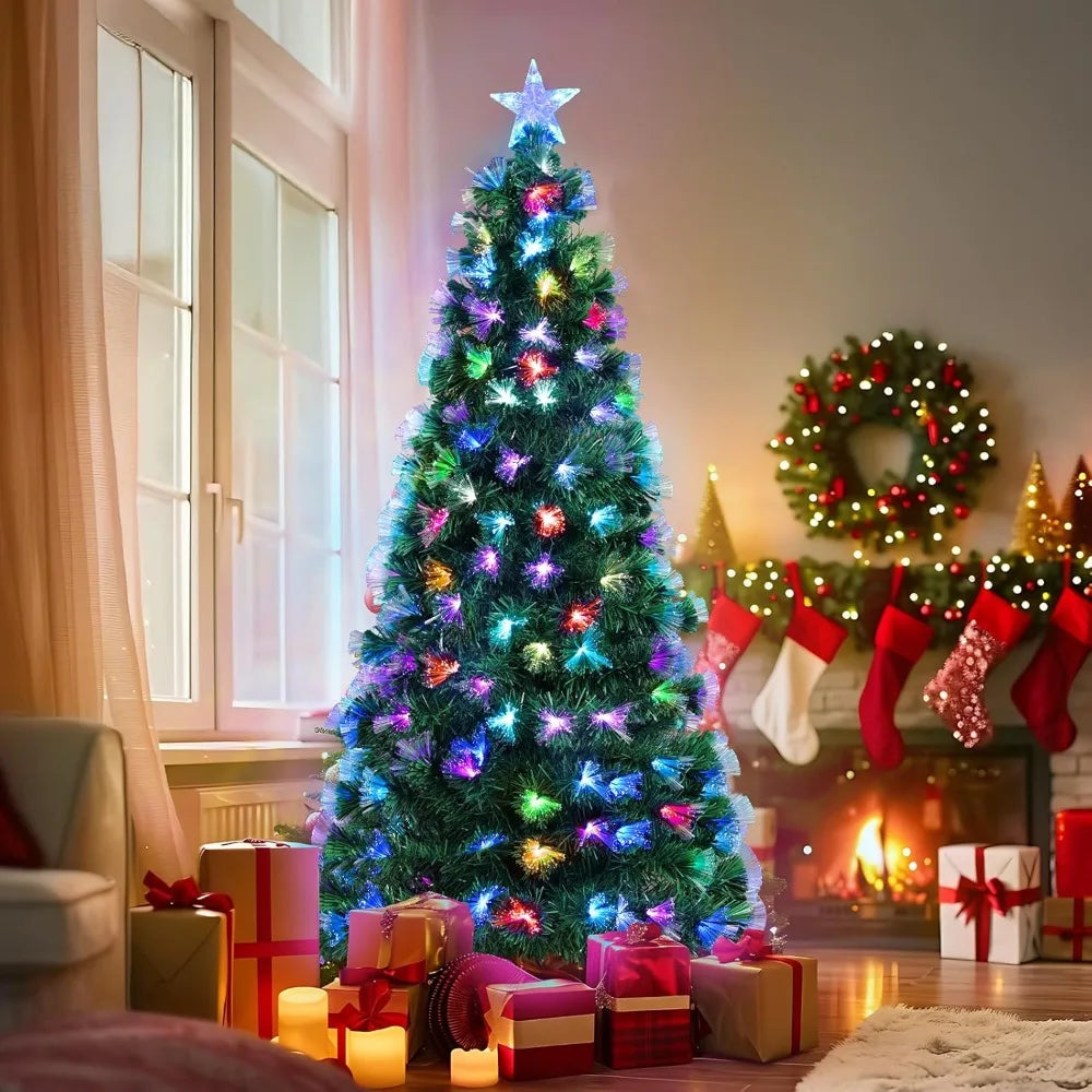 Artificial Pine Christmas Tree With Fiber Optic Branches And LED