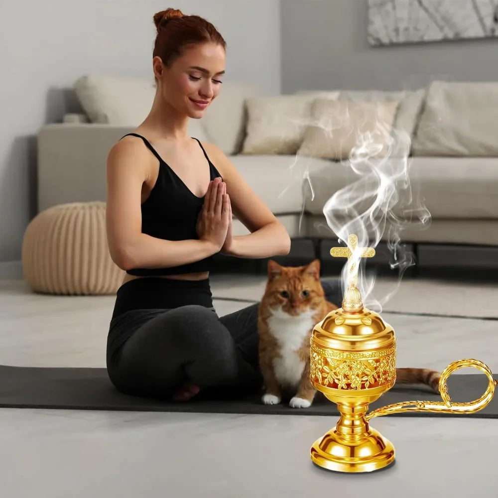 Hemindamai Incense Burner With Tong Frankincense Charcoal Stand Aromatherapy