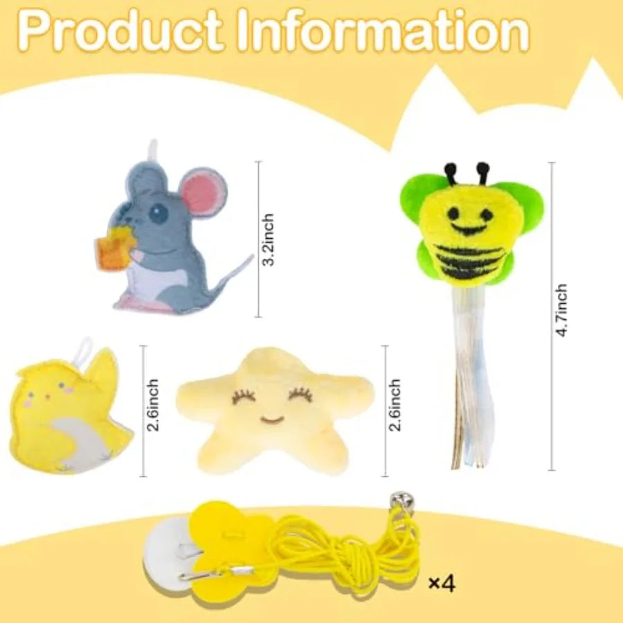 Hign-concerned Cat Feather Toys Interactive Kitten Teaser Retractable Hanging Set