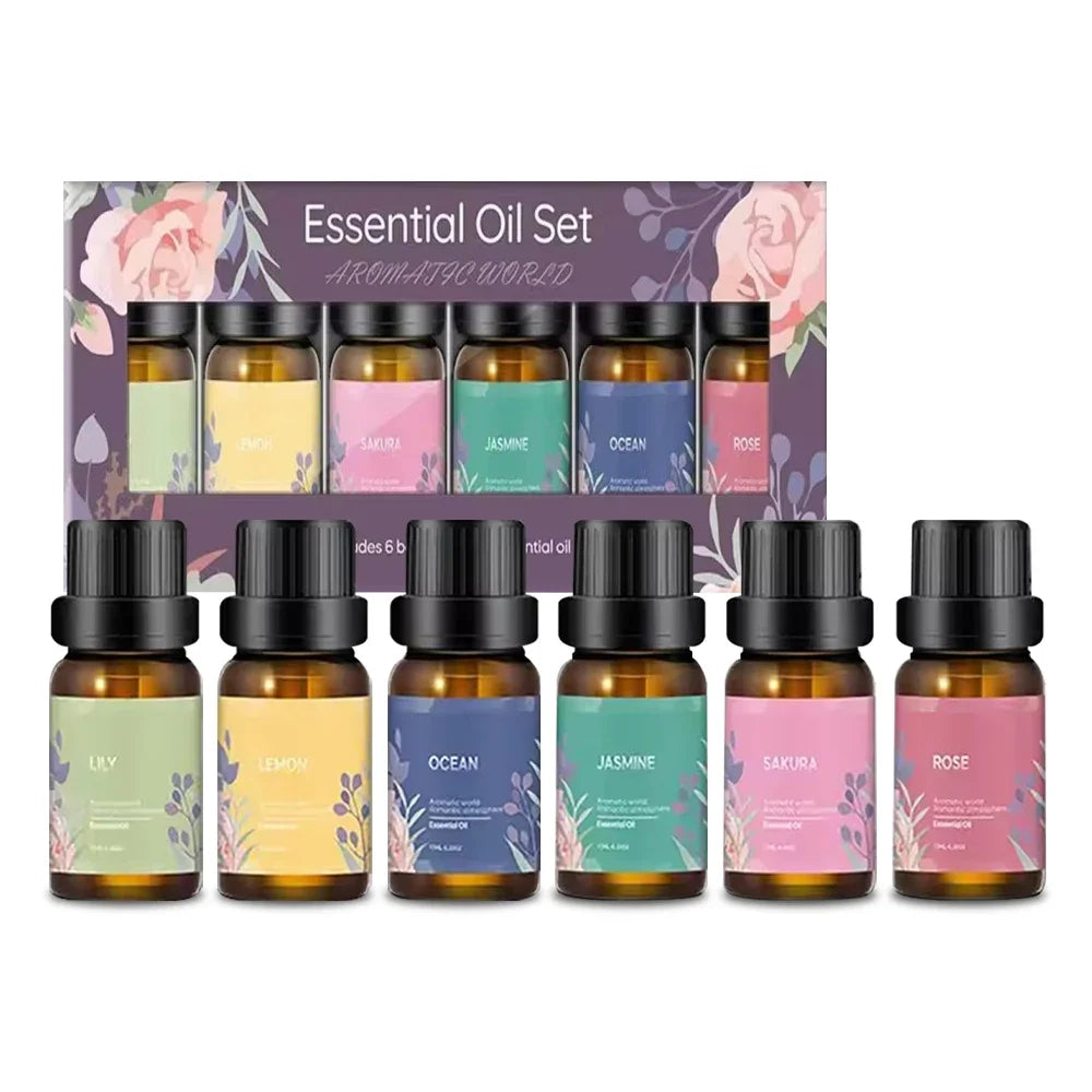 Hign-concerned Six Essential Oils Set Premium Long Lasting Diffuser Aromatherapy