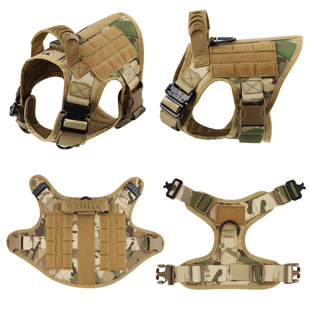 PETRAVELCN Tactical Military Dog Harness Vest Set for Training