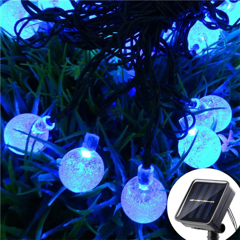 HOUHOM Solar Crystal Globe Fairy Lights Outdoor String