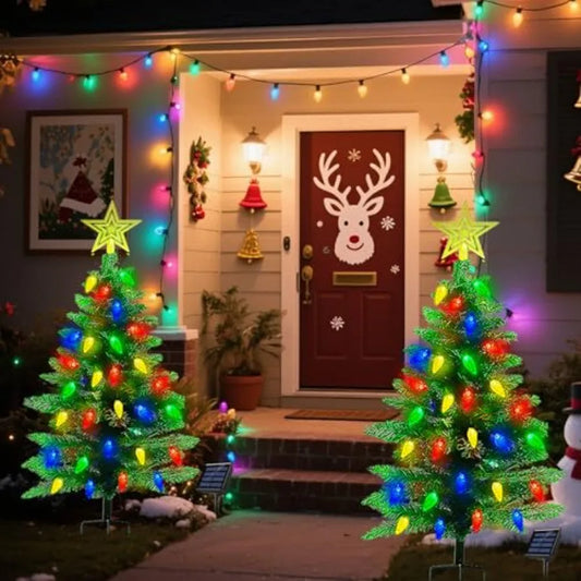 NoHign 2Pack Solar Christmas Tree Lights 100 LED Outdoor Decor