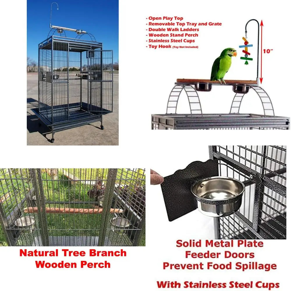 IndustrialGrade Wrought Iron Bird EnclosureSystem For Parrots Finches Cockatoos Rolling