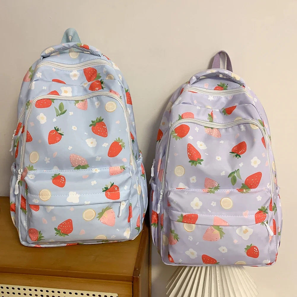 MOJOYCECN Strawberry Pattern Backpack For Women School Bag