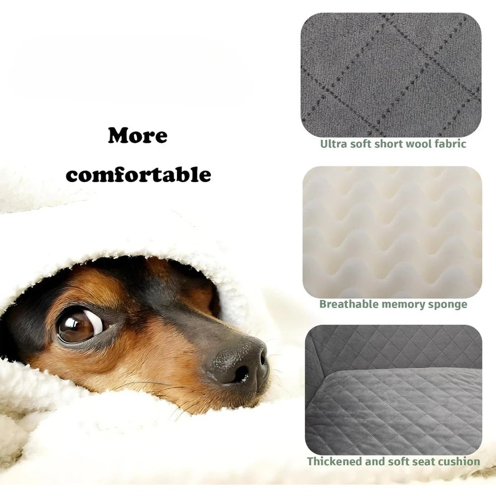 Popular-Black,Large Dog Car Seat Up to 55lb,2 Clip-On Safety Adjustable Leashs Car Dog Bed for 2 Small Dogs,Easy to Install-NEW